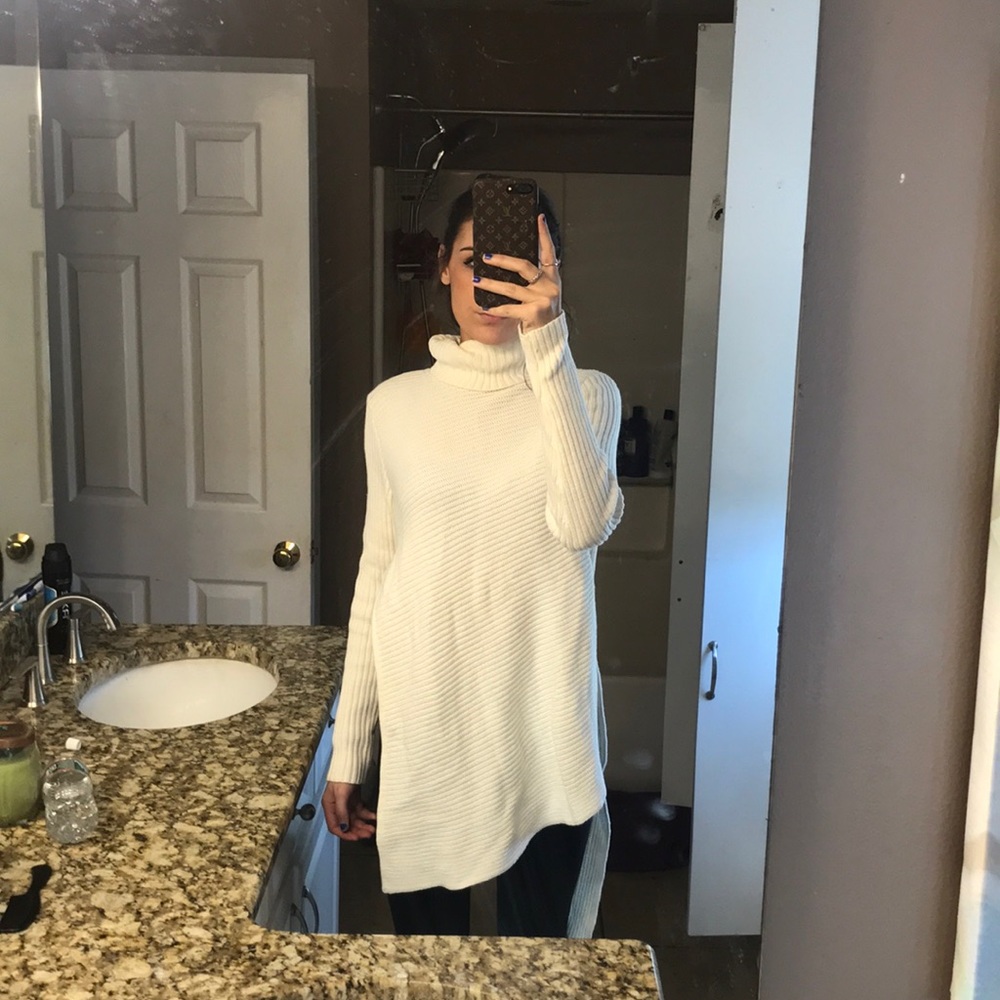 Express high low cowl neck sweater with slit